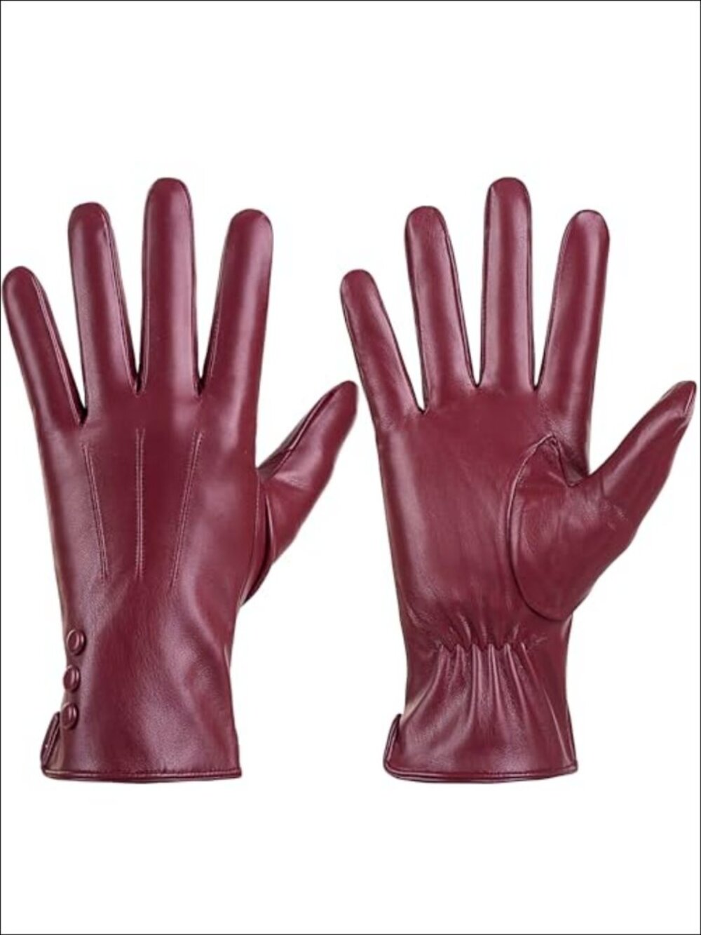 PU Leather Winter Gloves Wool Lined Touch Screen Texting Driving